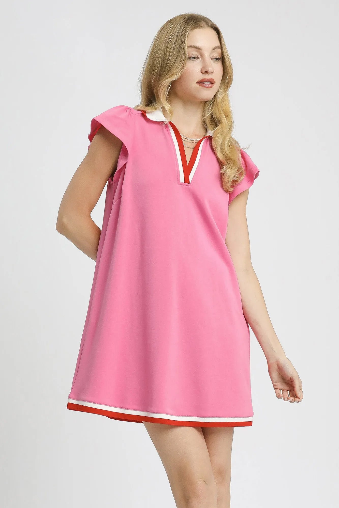 Umgee Contrast Trim Cap Sleeve Mini Dress - Blushé Belle