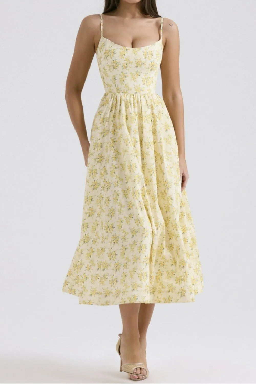 Floral Print Spaghetti Strap Midi Dress - Blushé Belle