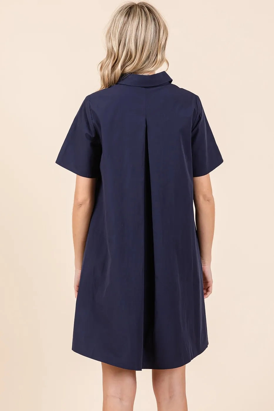 Mittoshop Poplin Collar Pleated Back Mini Dress - Blushé Belle