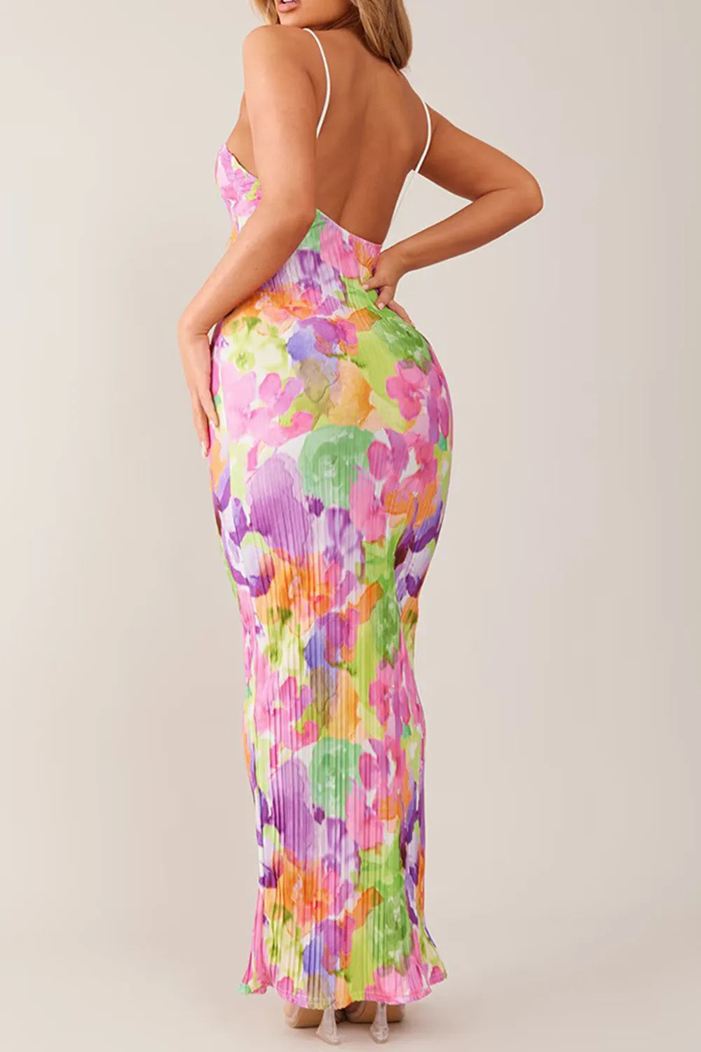Backless Printed Maxi Cami Dress - Blushé Belle