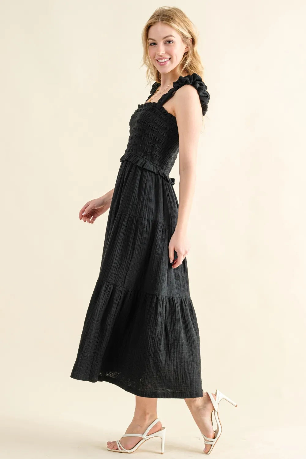 And The Why Smocked Ruffled Tiered Dress - Blushé Belle