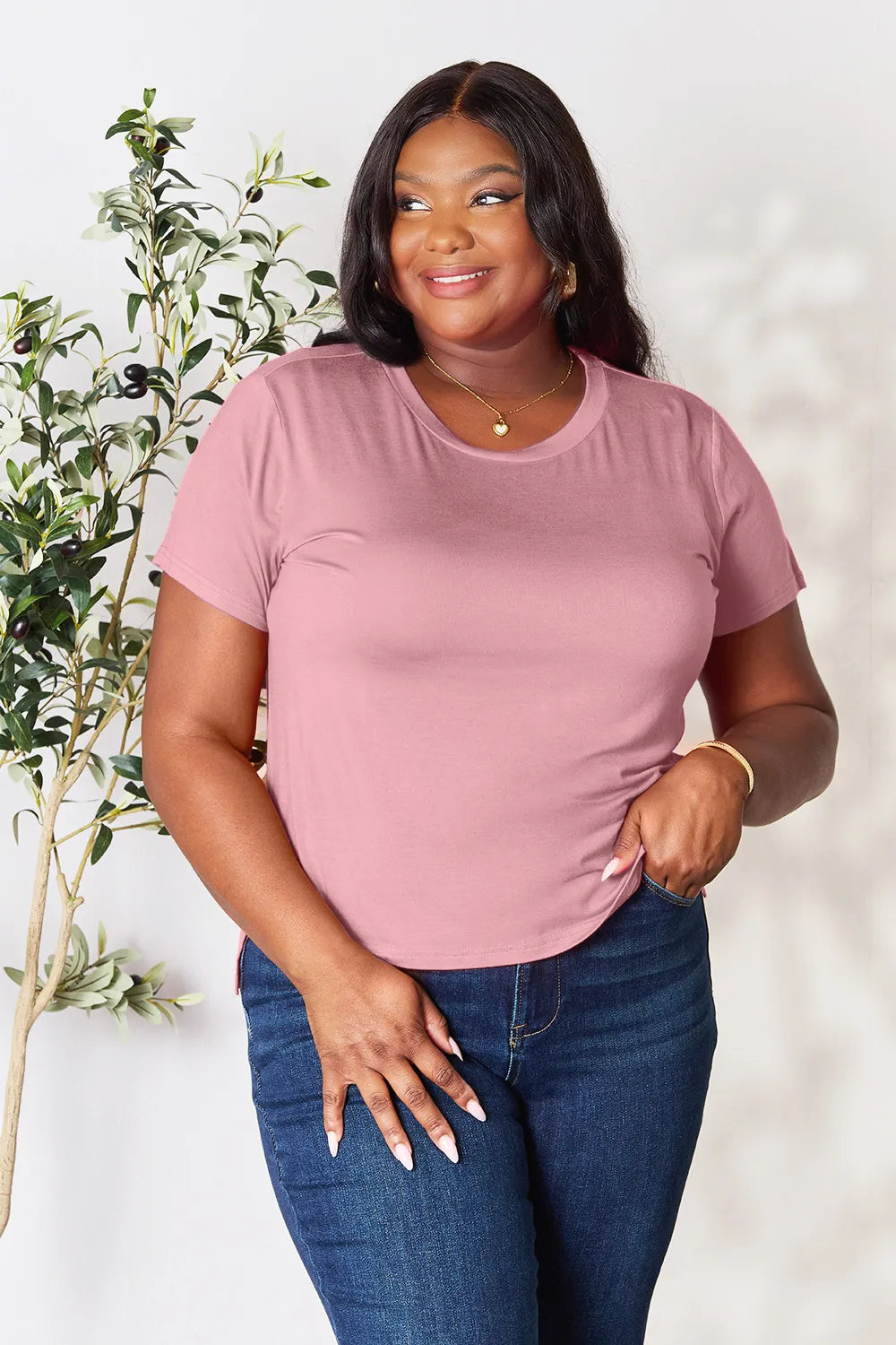 Basic Bae Full Size Round Neck Short Sleeve T-Shirt - Blushé Belle