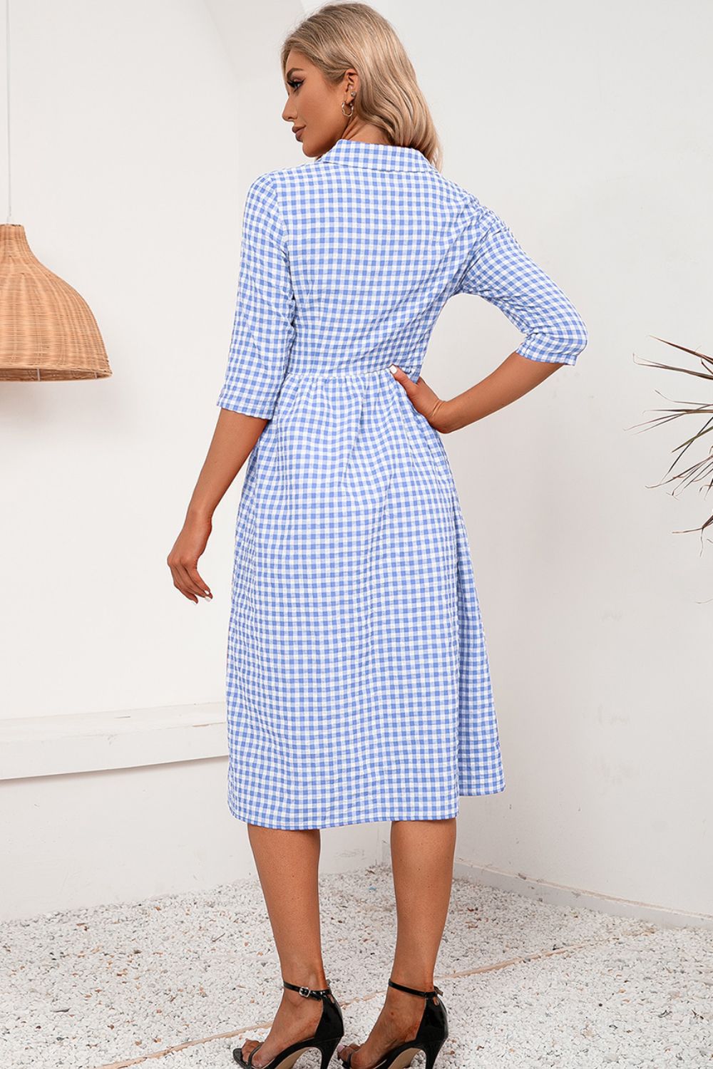 Ivy Lane Plaid Collared Neck Midi Dress - Blushé Belle