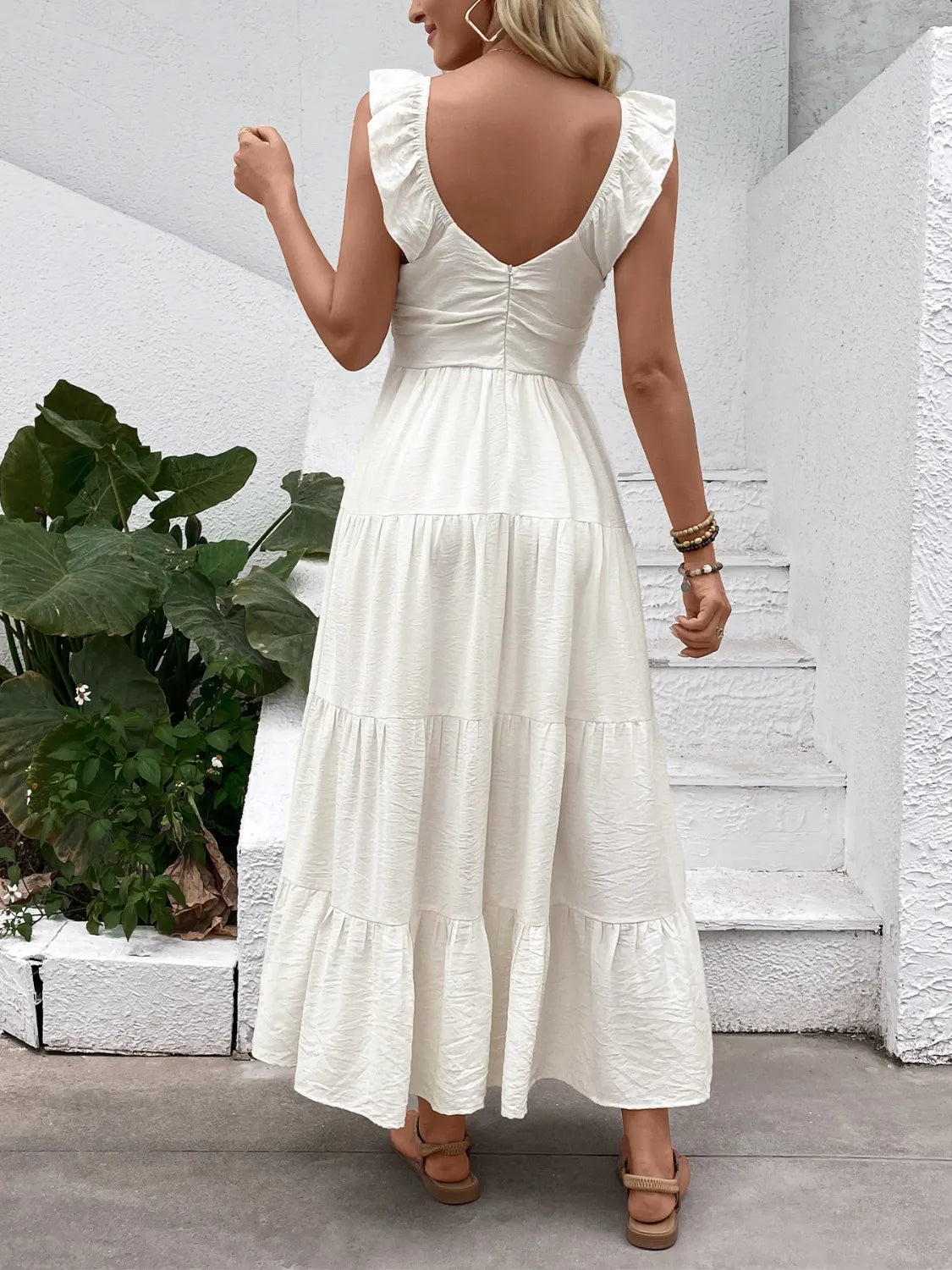 V-Neck Sleeveless Tiered Dress - Blushé Belle