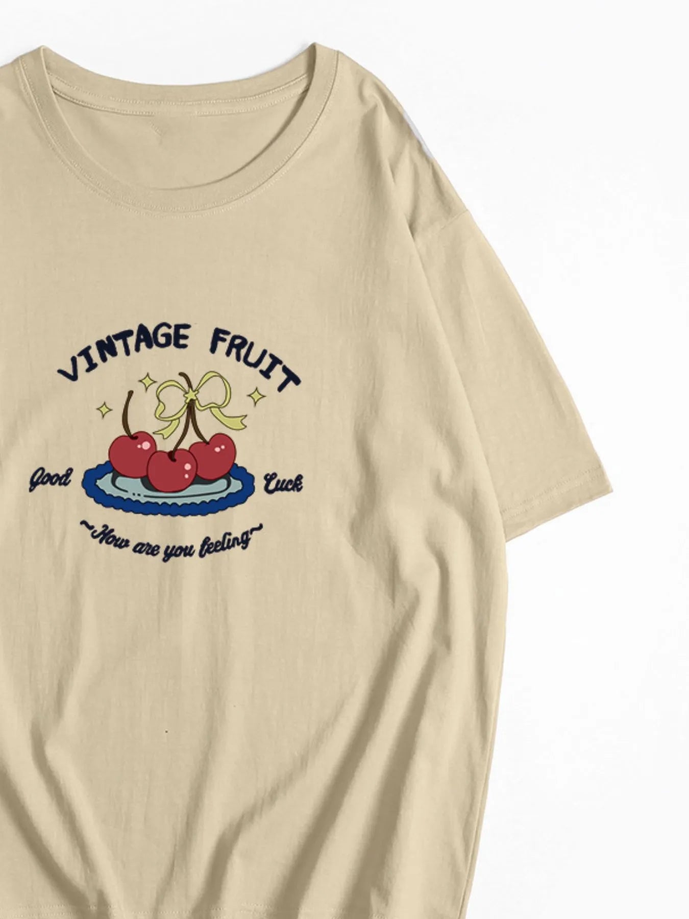 Plus Size Fruit Graphic Round Neck T-Shirt - Blushé Belle