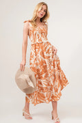 And The Why Tie Shoulder Smocked Midi Tiered Dress - Blushé Belle