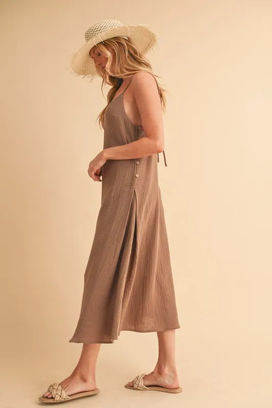 Aemi+Co Side Button Midi Cami Dress - Blushé Belle