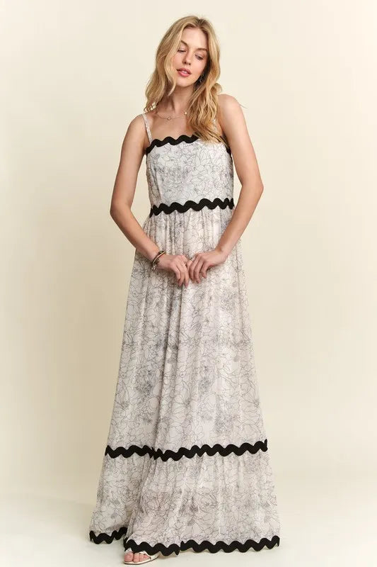 ADORA Floral Adjustable Strap Maxi Cami Dress - Blushé Belle