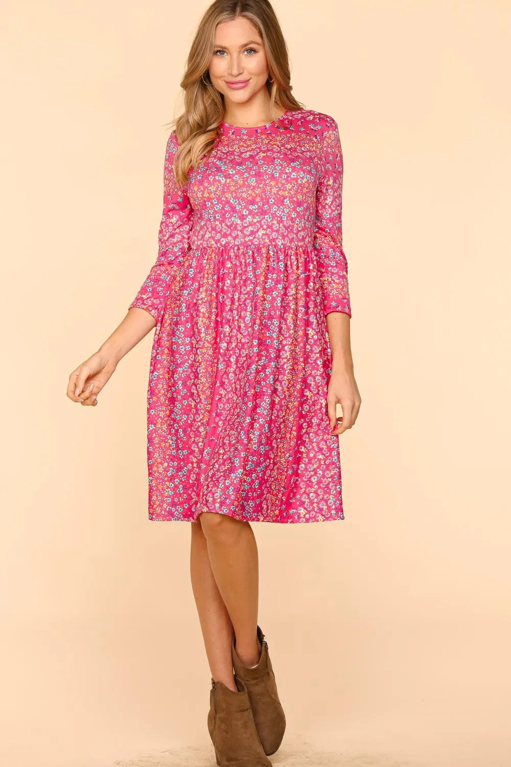 Haptics Round Neck Floral Dress with Pockets - Blushé Belle