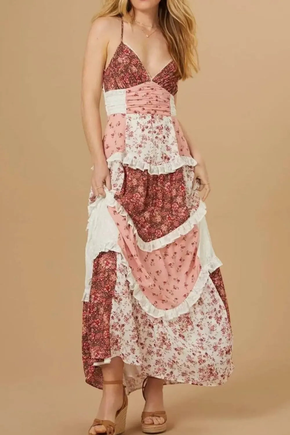 Floral Lace Trim Maxi Cami Dress - Blushé Belle
