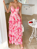 Floral Print Layered Maxi Cami Dress - Blushé Belle