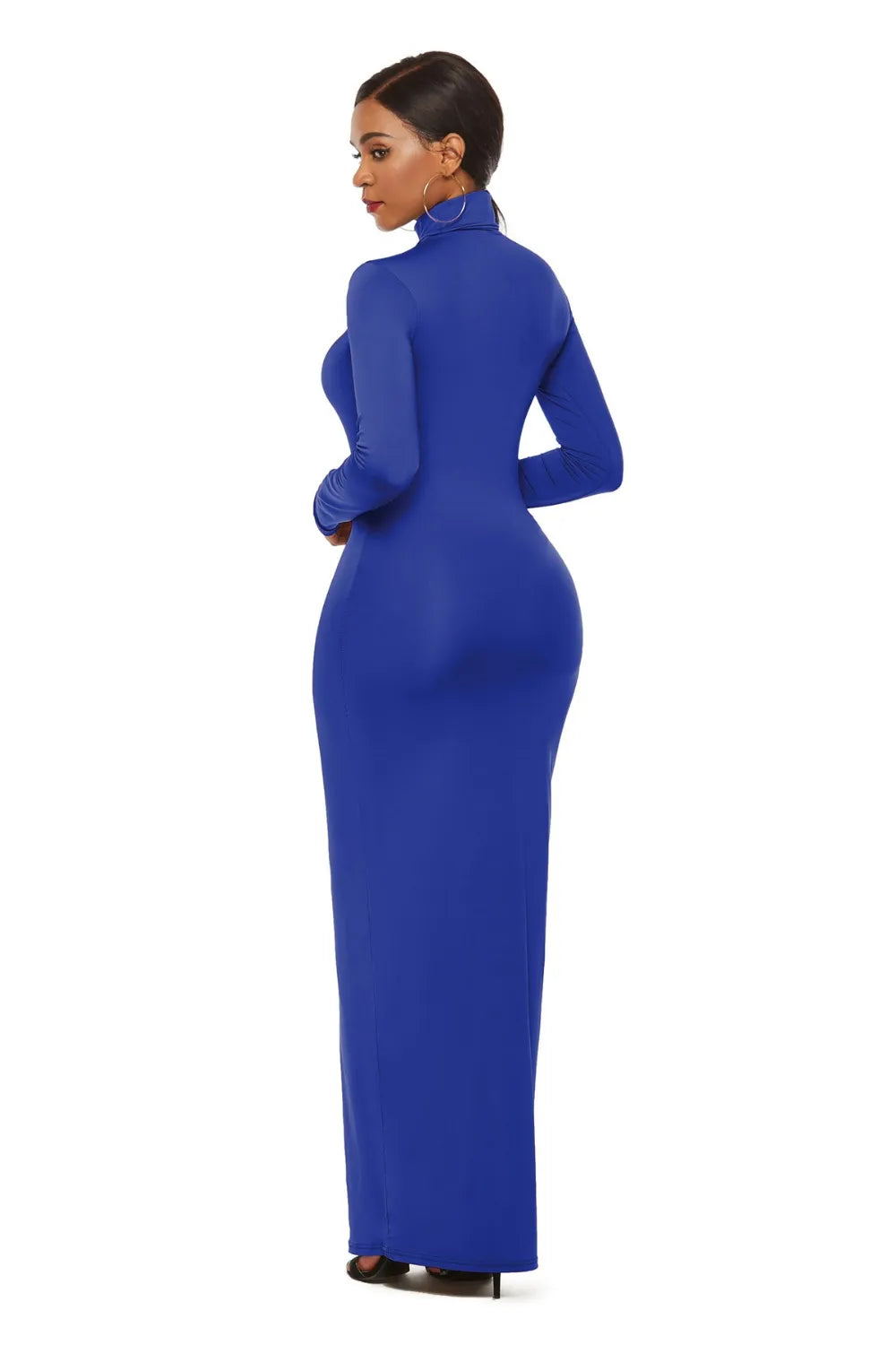 Mock Neck Long Sleeve Maxi Slim Dress - Blushé Belle