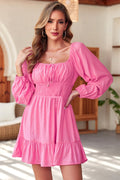 Smocked Balloon Sleeve Off-Shoulder Mini Dress - Blushé Belle