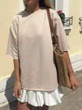 Round Neck Half Sleeve Oversized T-Shirt - Blushé Belle