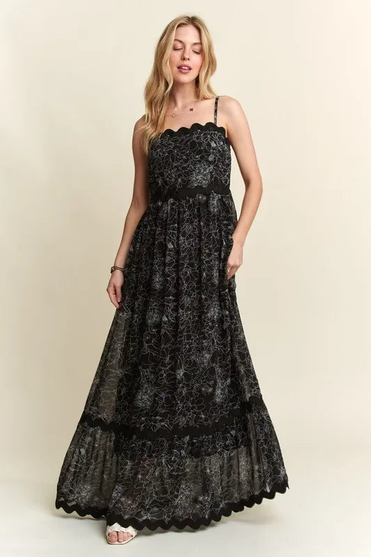 ADORA Floral Adjustable Strap Maxi Cami Dress - Blushé Belle
