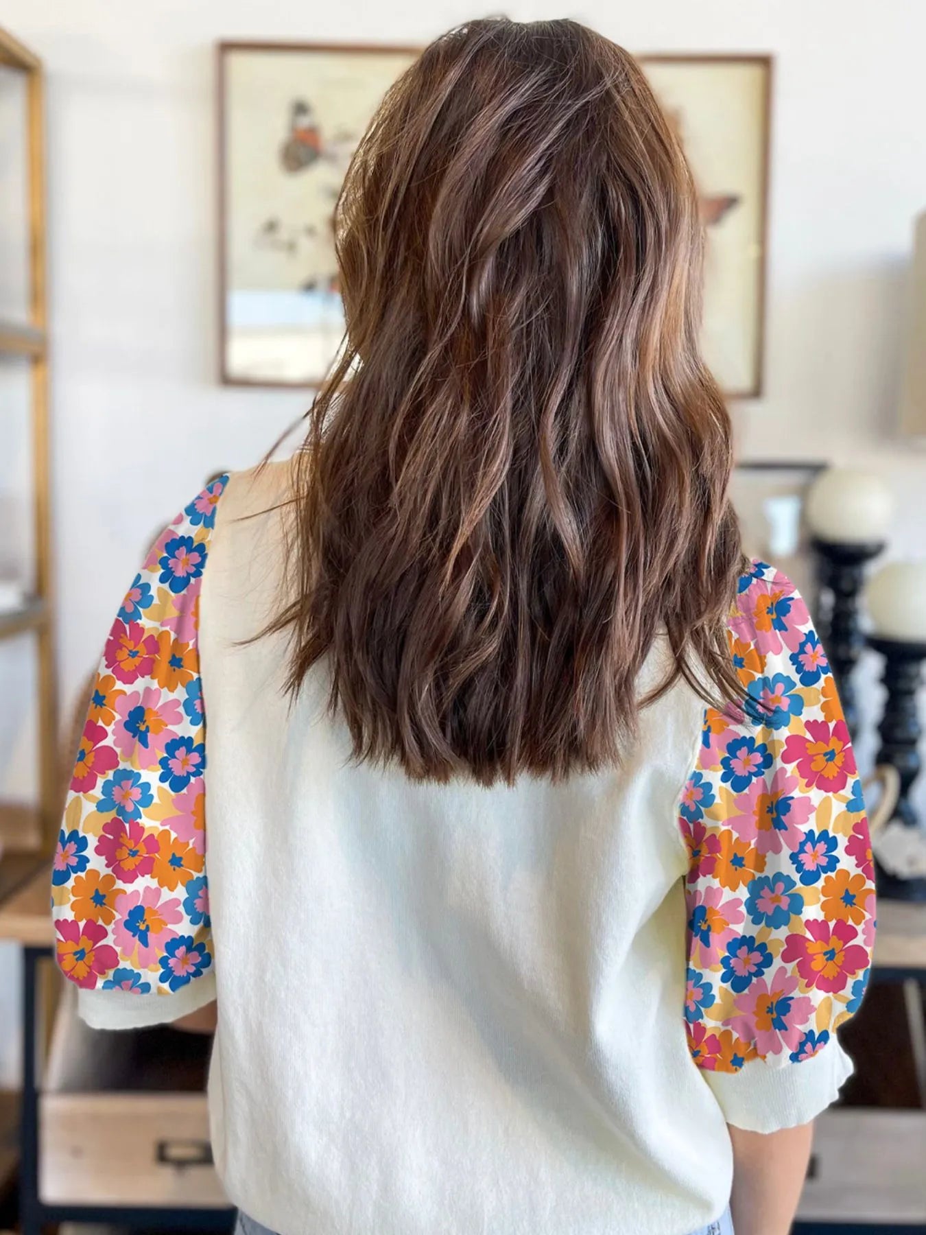 Floral Puff Sleeve Round Neck T-Shirt - Blushé Belle