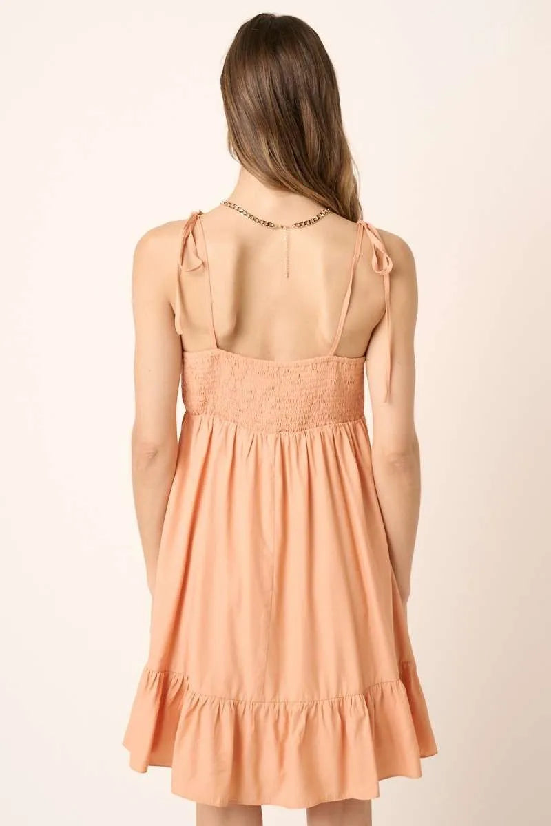 Mittoshop Ruched Detail Spaghetti Tie Mini Dress - Blushé Belle