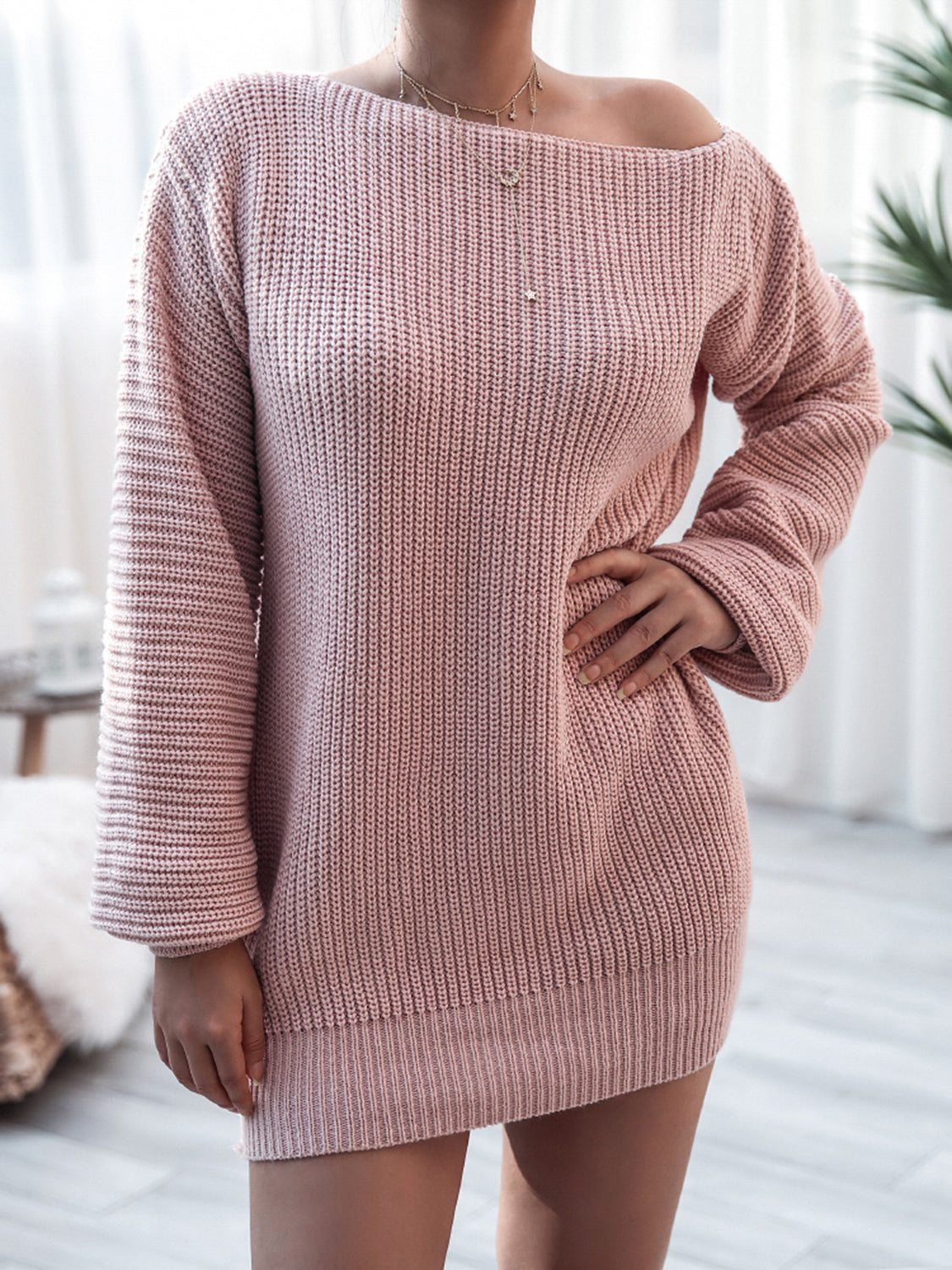 Rib-Knit Mini Sweater Dress - Blushé Belle