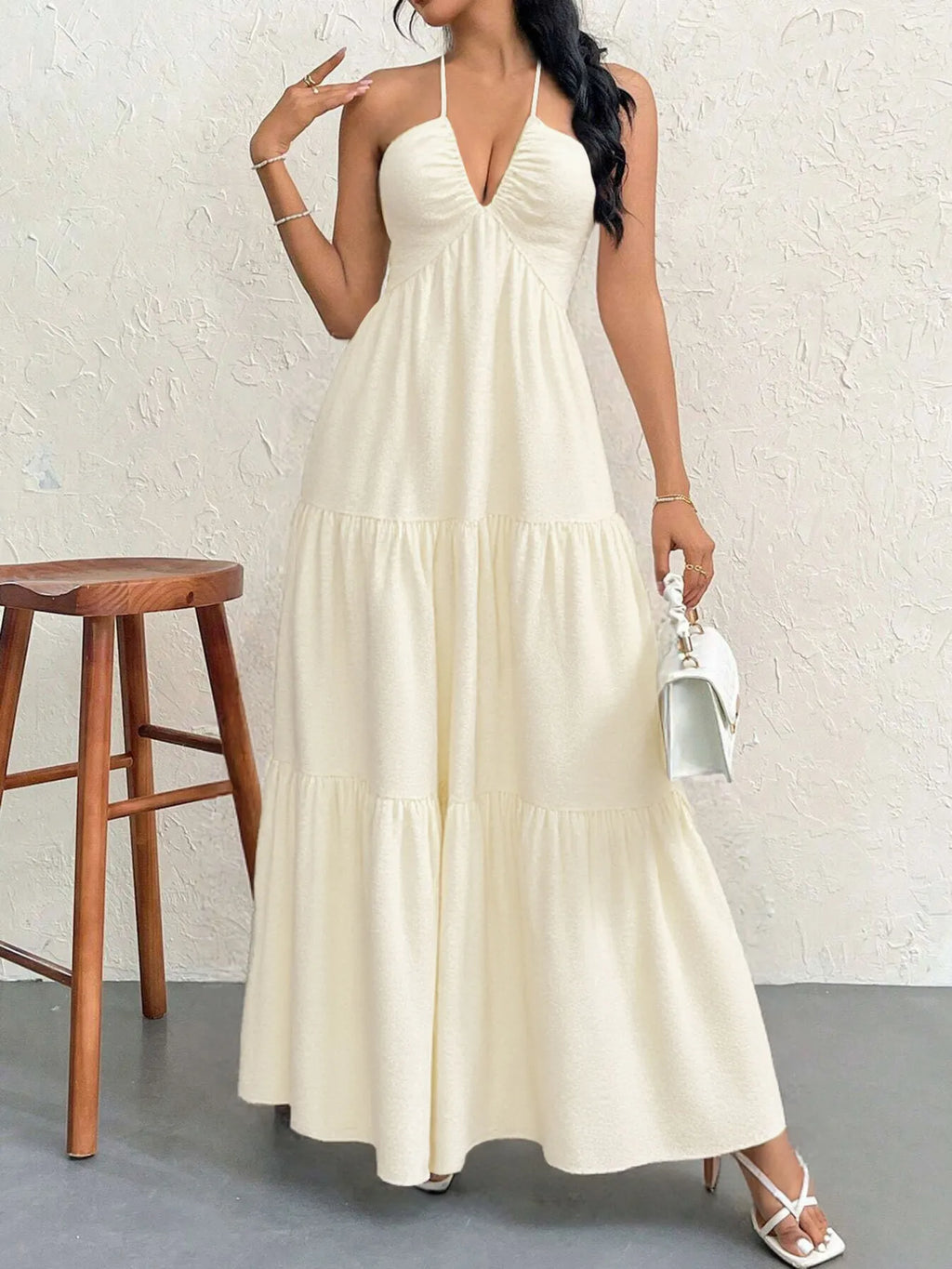 Halter Neck Tiered Maxi Dress - Blushé Belle