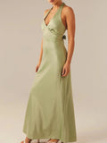 Halter Neck Wrap Maxi Dress with Tie Detail - Blushé Belle
