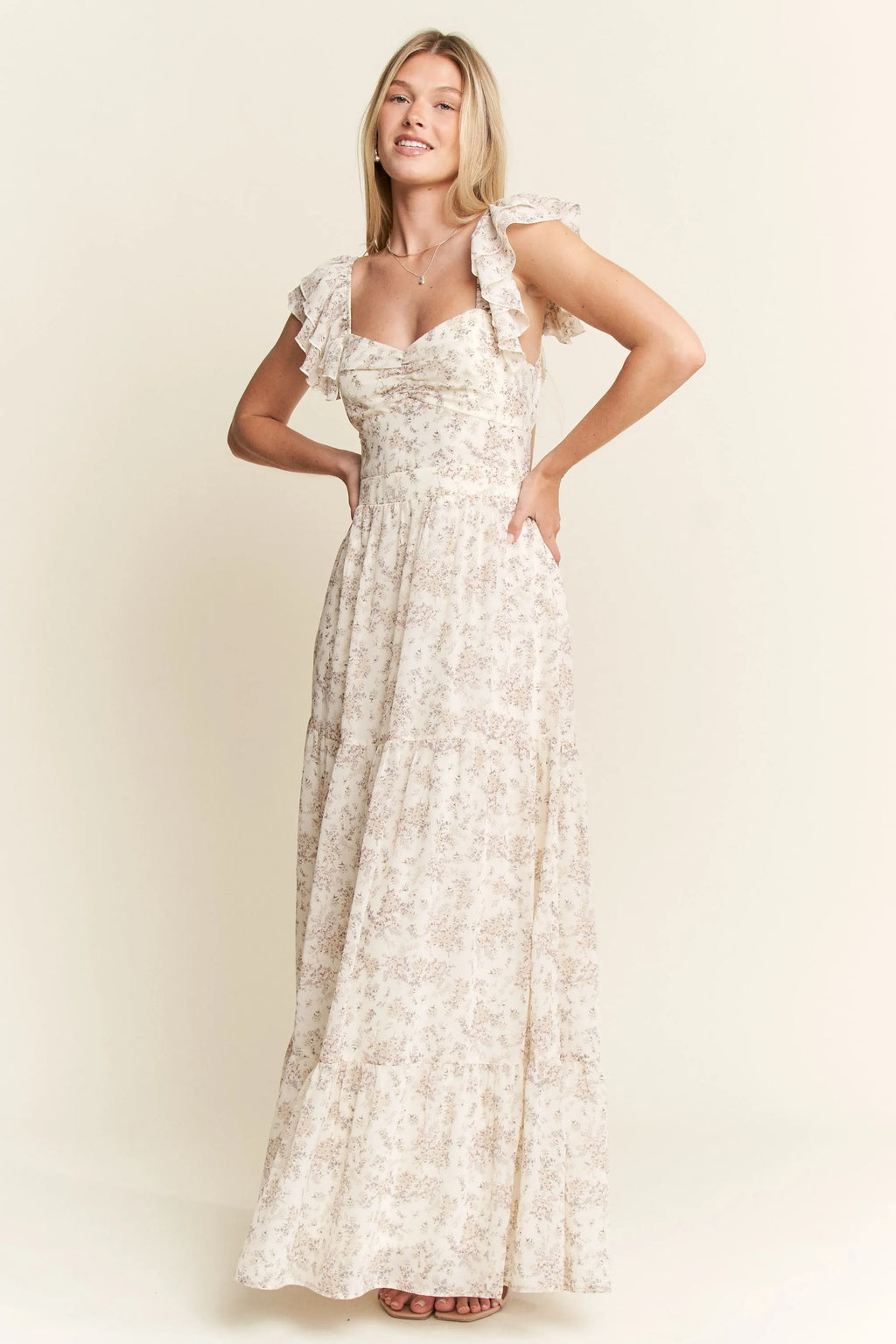 Jade By Jane Full Size Ruffle Sleeve Tiered Maxi Dress Plus Size - Blushé Belle