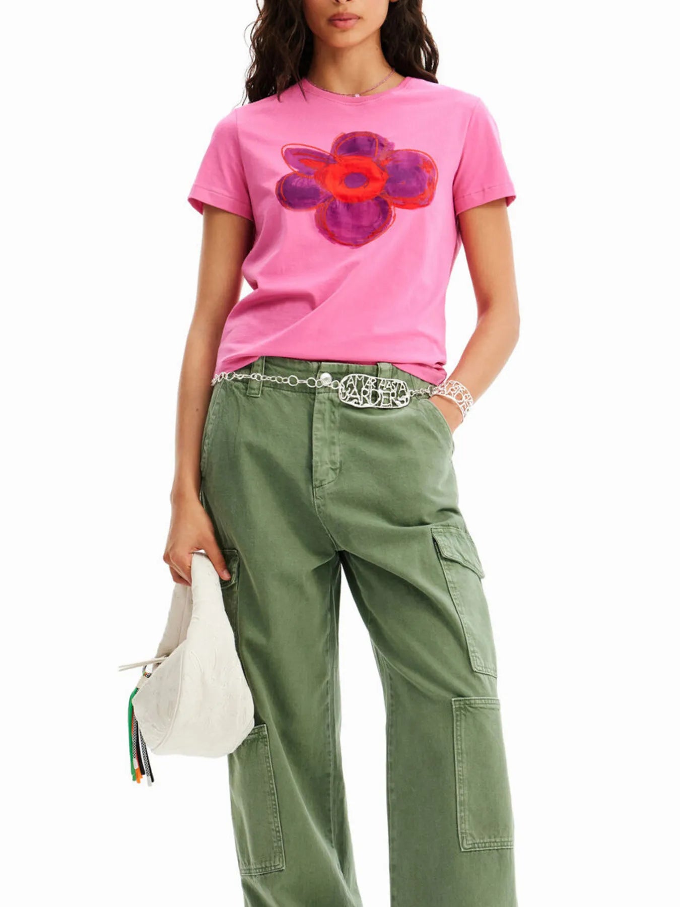Flower Graphic Round Neck T-Shirt - Blushé Belle