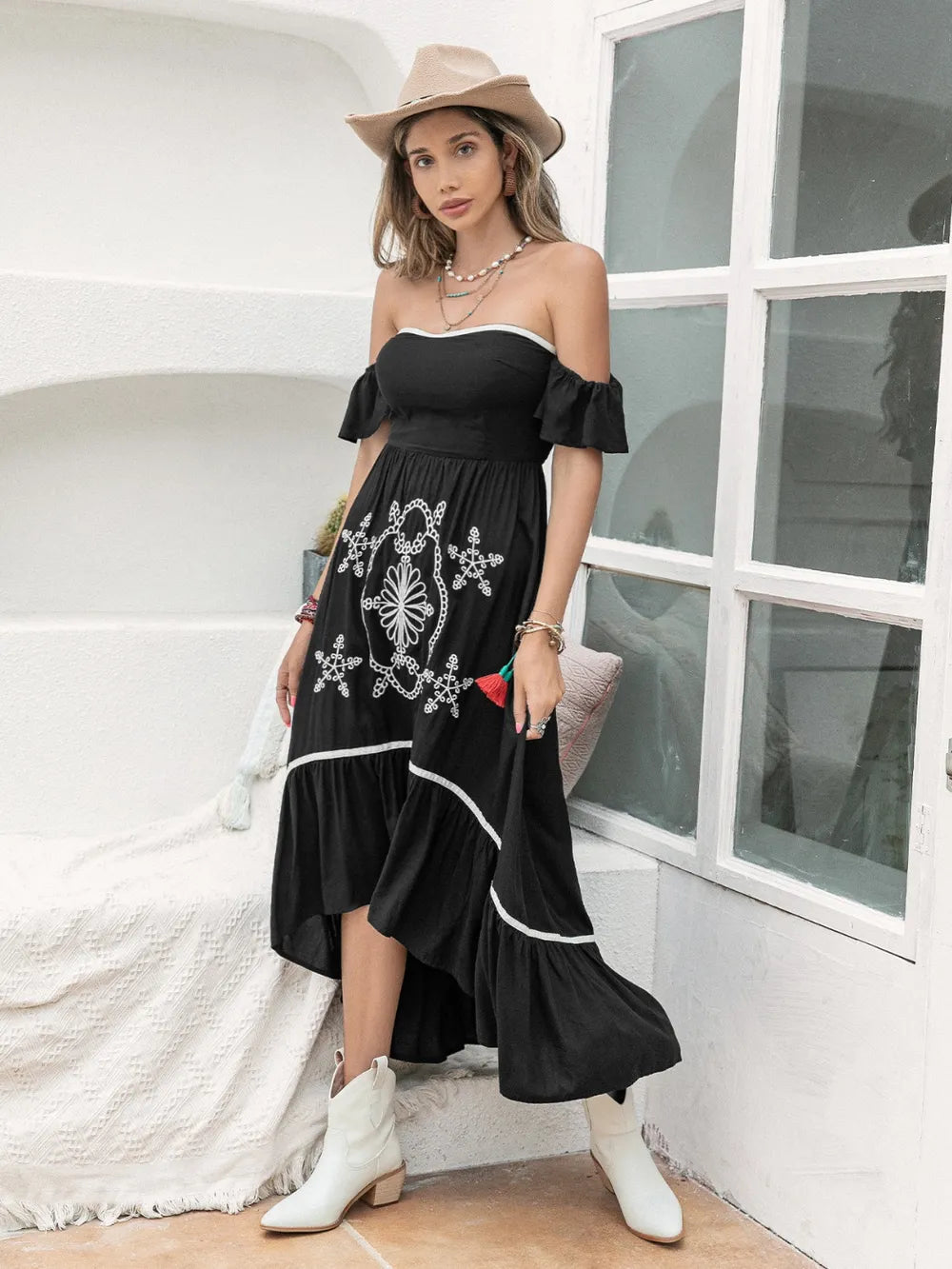 High-Low Off-Shoulder Dress - Blushé Belle