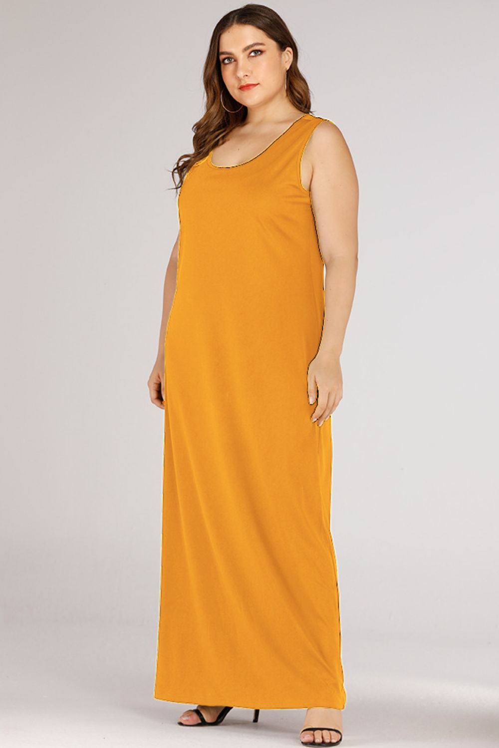 Plus Size Scoop Neck Maxi Tank Dress - Blushé Belle