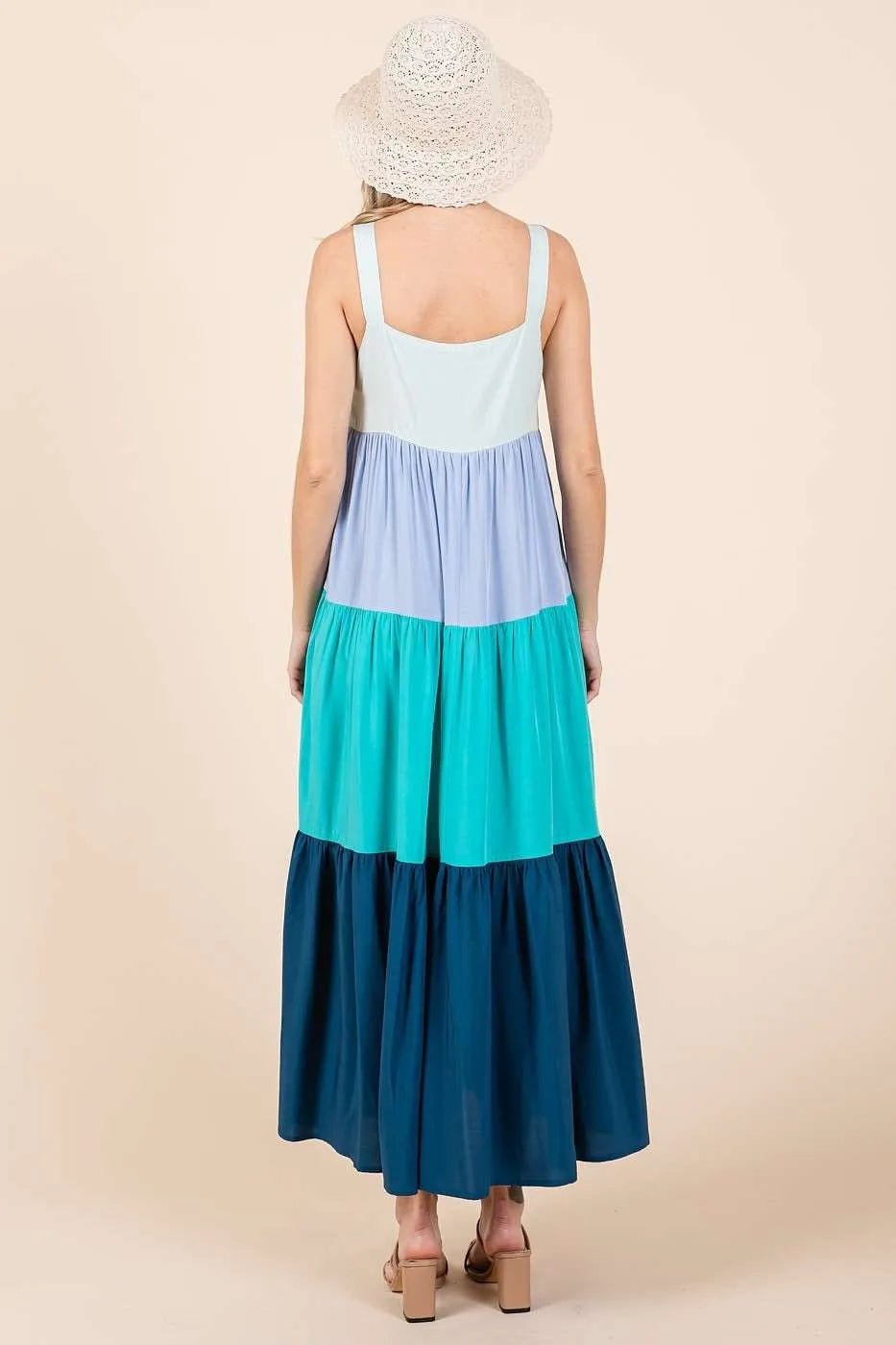 Mittoshop Color Block Tiered Pull-On Maxi Dress - Blushé Belle