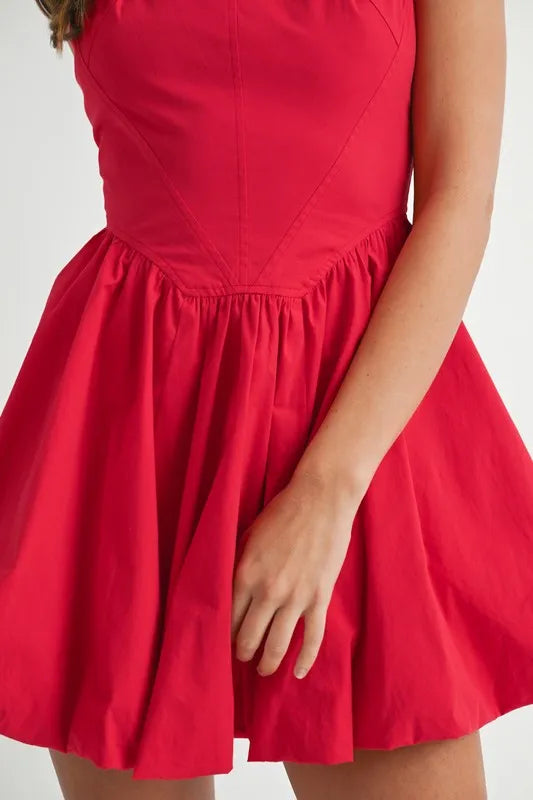 MABLE Poplin Square Neckline Bubble Mini Dress - Blushé Belle