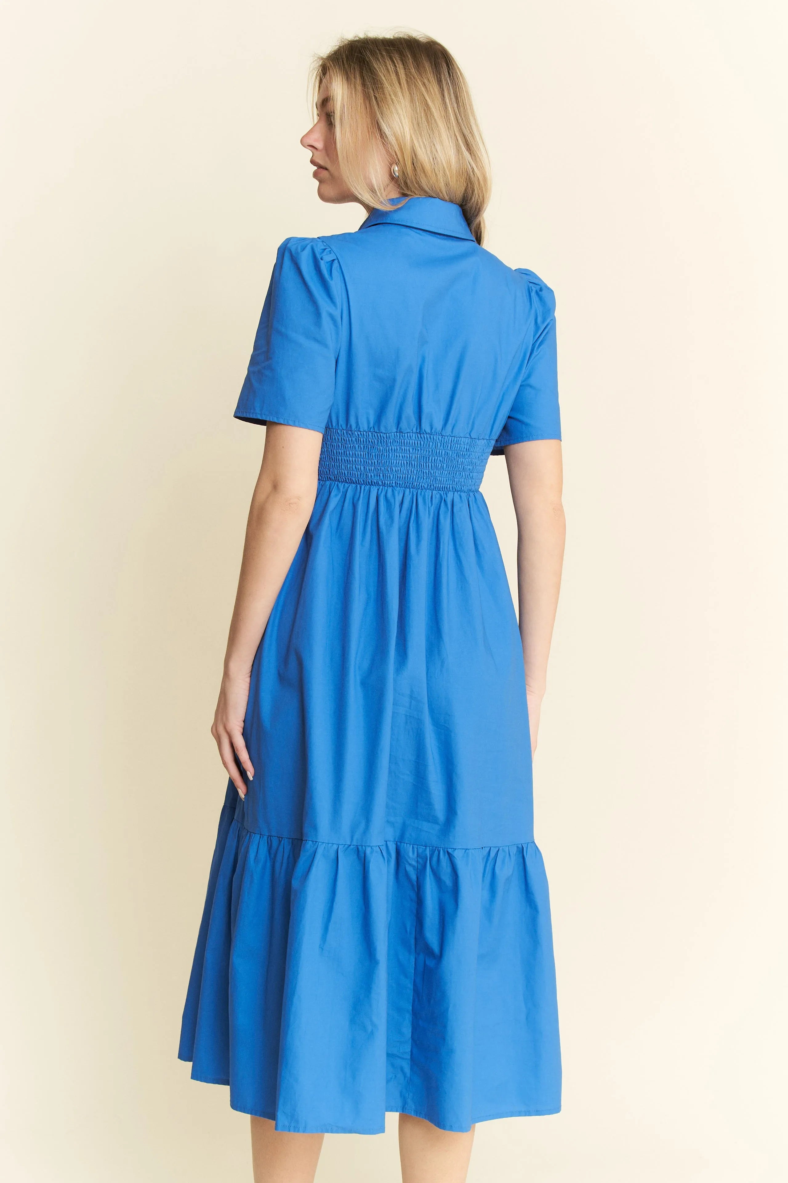 Jade By Jane Short Sleeve Button Down Midi Dress - Blushé Belle