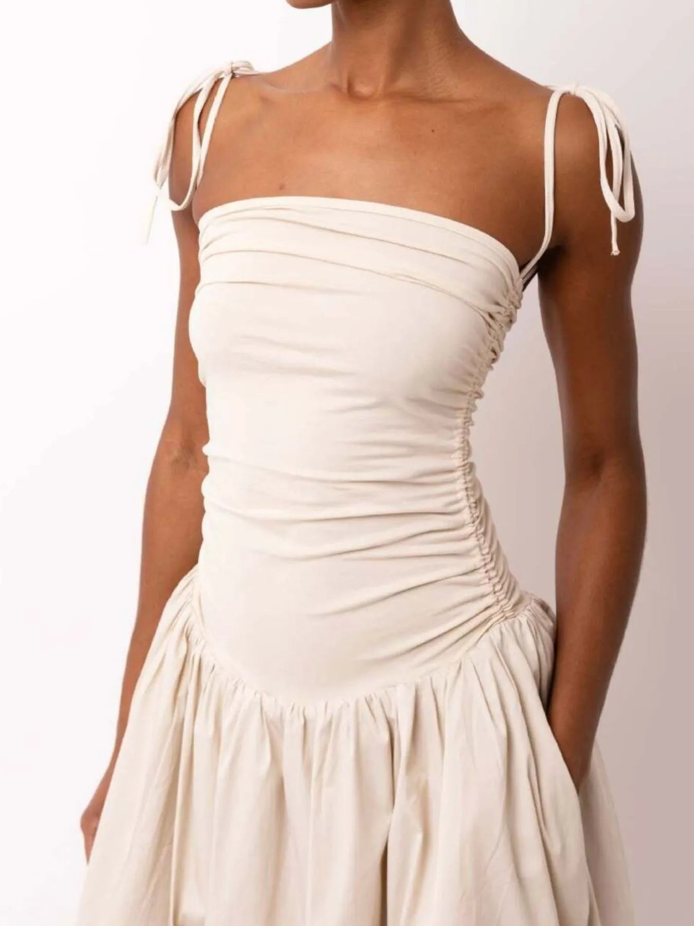 Ruched Sleeveless Midi Dress - Blushé Belle