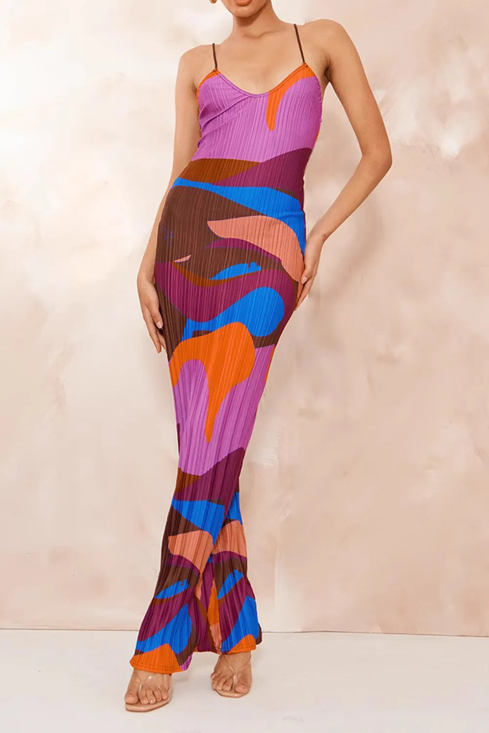 Backless Printed Maxi Cami Dress - Blushé Belle