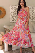 Floral Print Shirred One Shoulder Maxi Dress - Blushé Belle