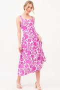 And The Why Square Neck Belted Floral Printed Midi Dress - Blushé Belle