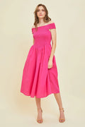 HEYSON Off-Shoulder Smocked Midi Dress - Blushé Belle