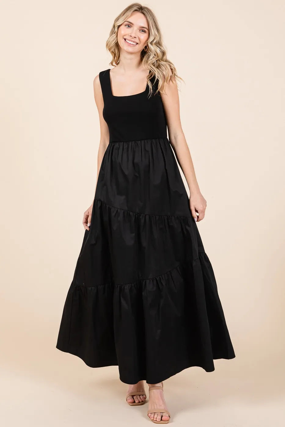 Mittoshop Mix Media Square Neck Maxi Dress - Blushé Belle
