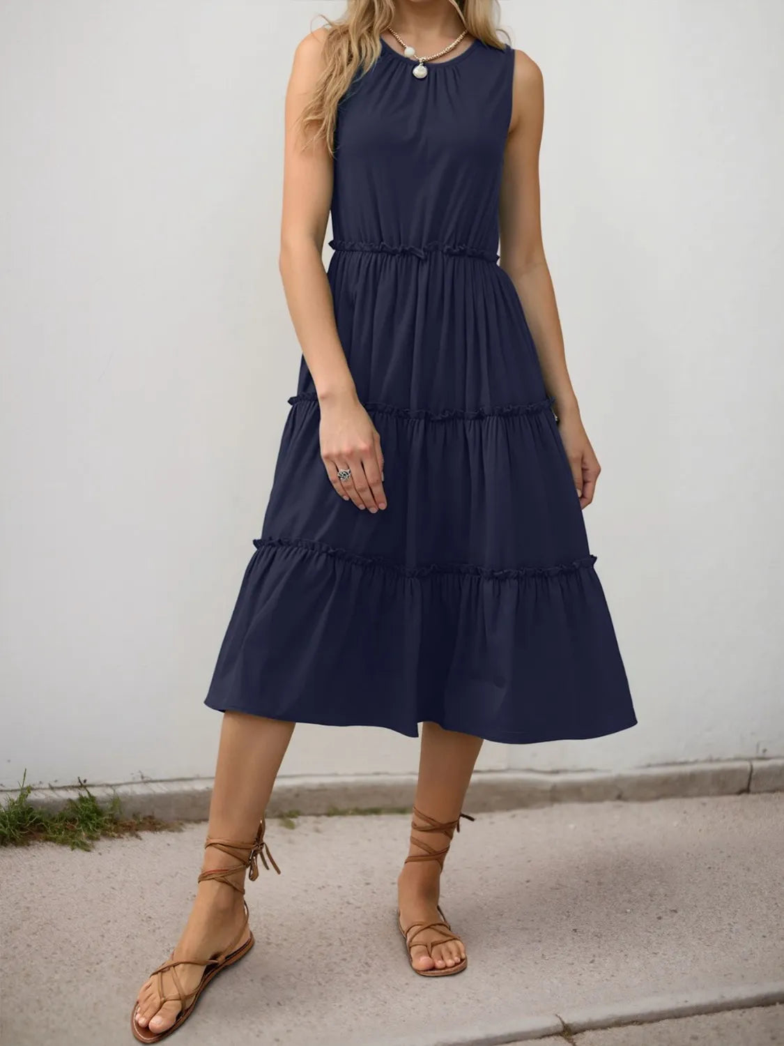 Frill Tiered Midi Dress - Blushé Belle
