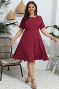 Plus Size Round Neck Openwork Dress - Blushé Belle
