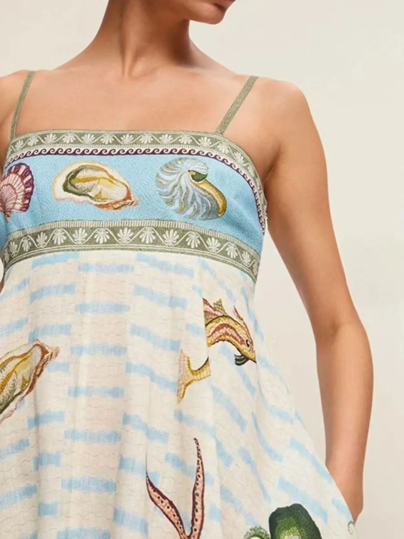 Ocean Print Spaghetti Strap Midi Dress - Blushé Belle
