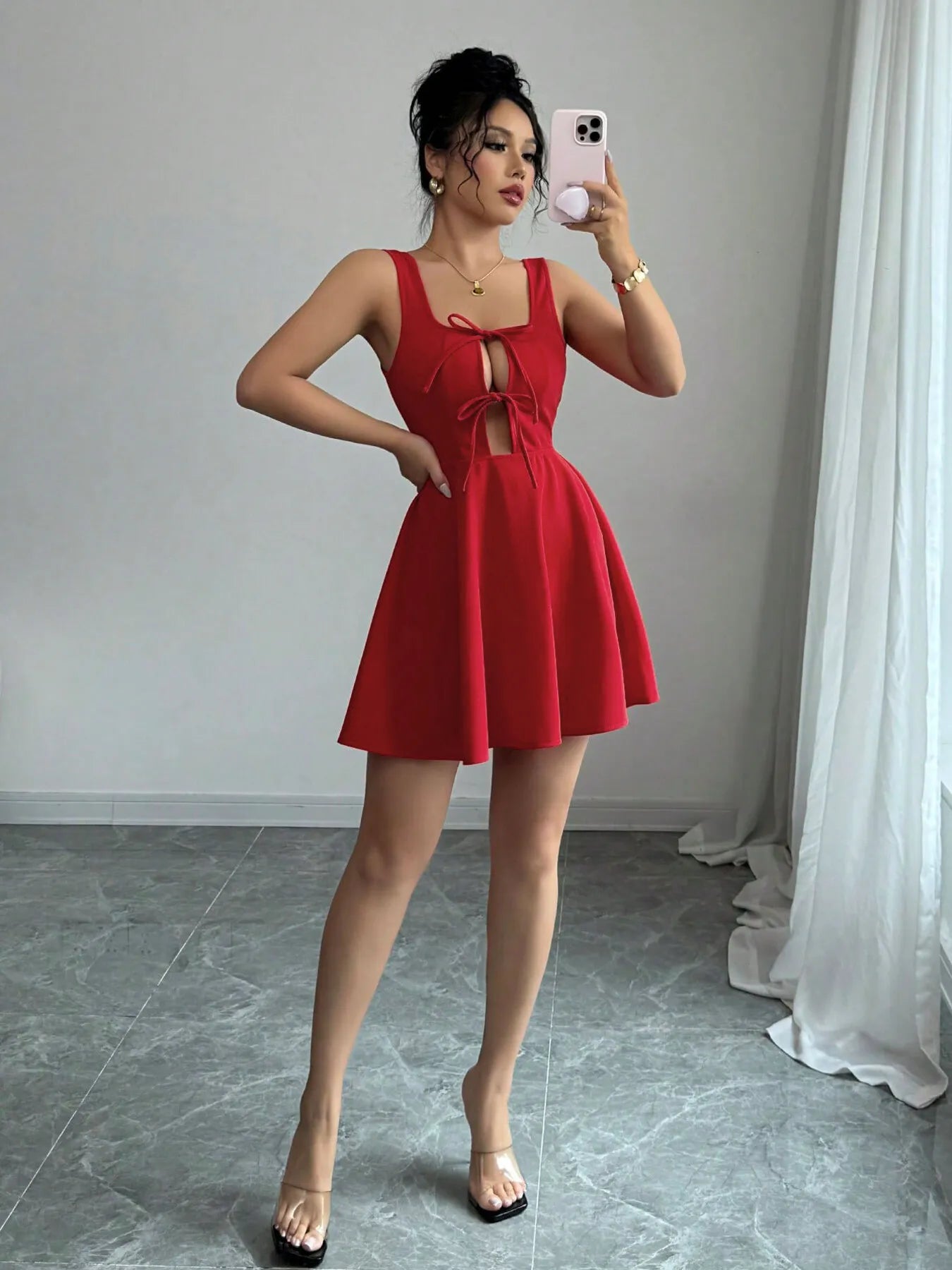 Tie Front Wide Strap Dress - Blushé Belle