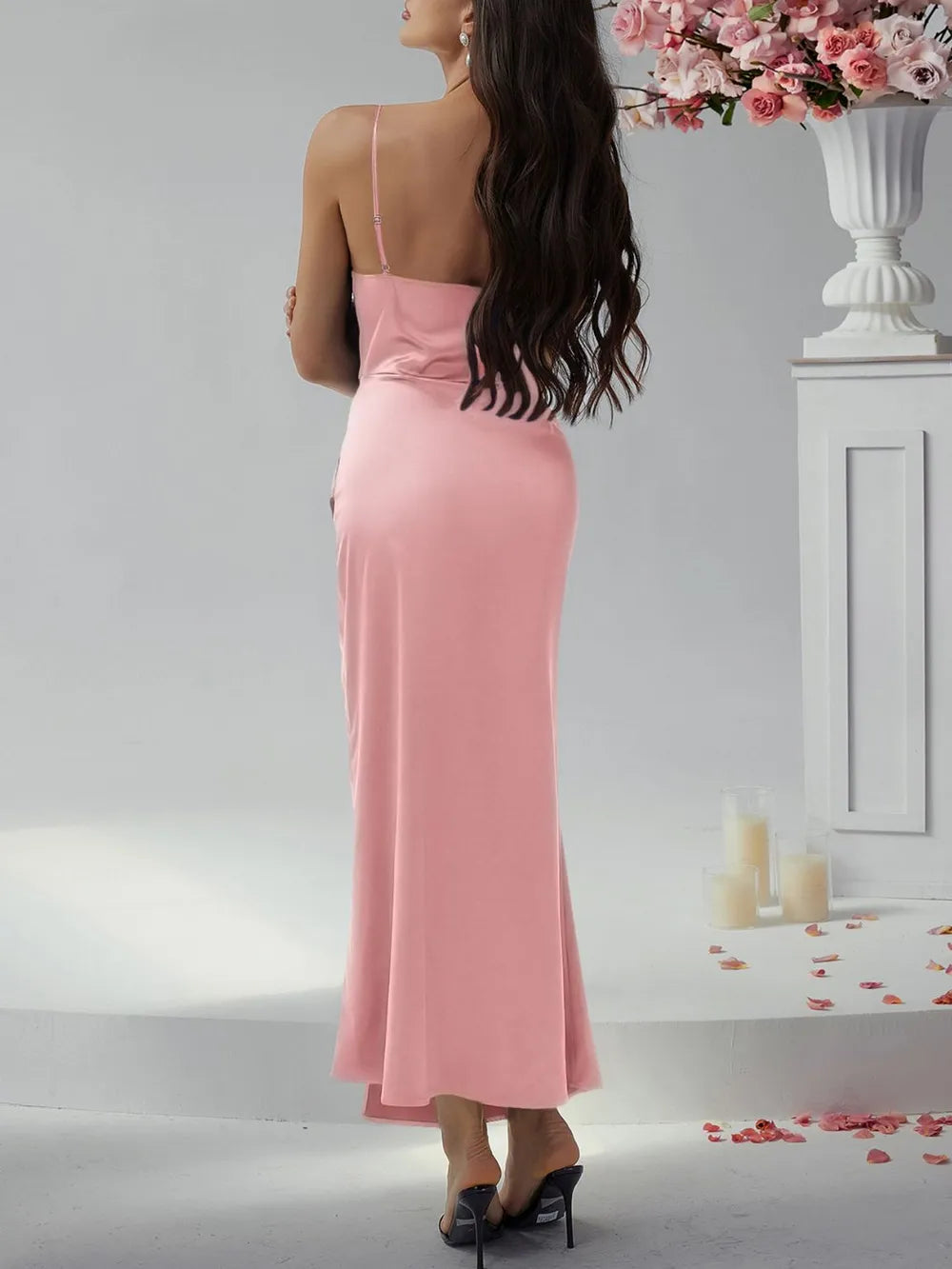 Devine Slit Ruched Maxi Cami Dress - Blushé Belle
