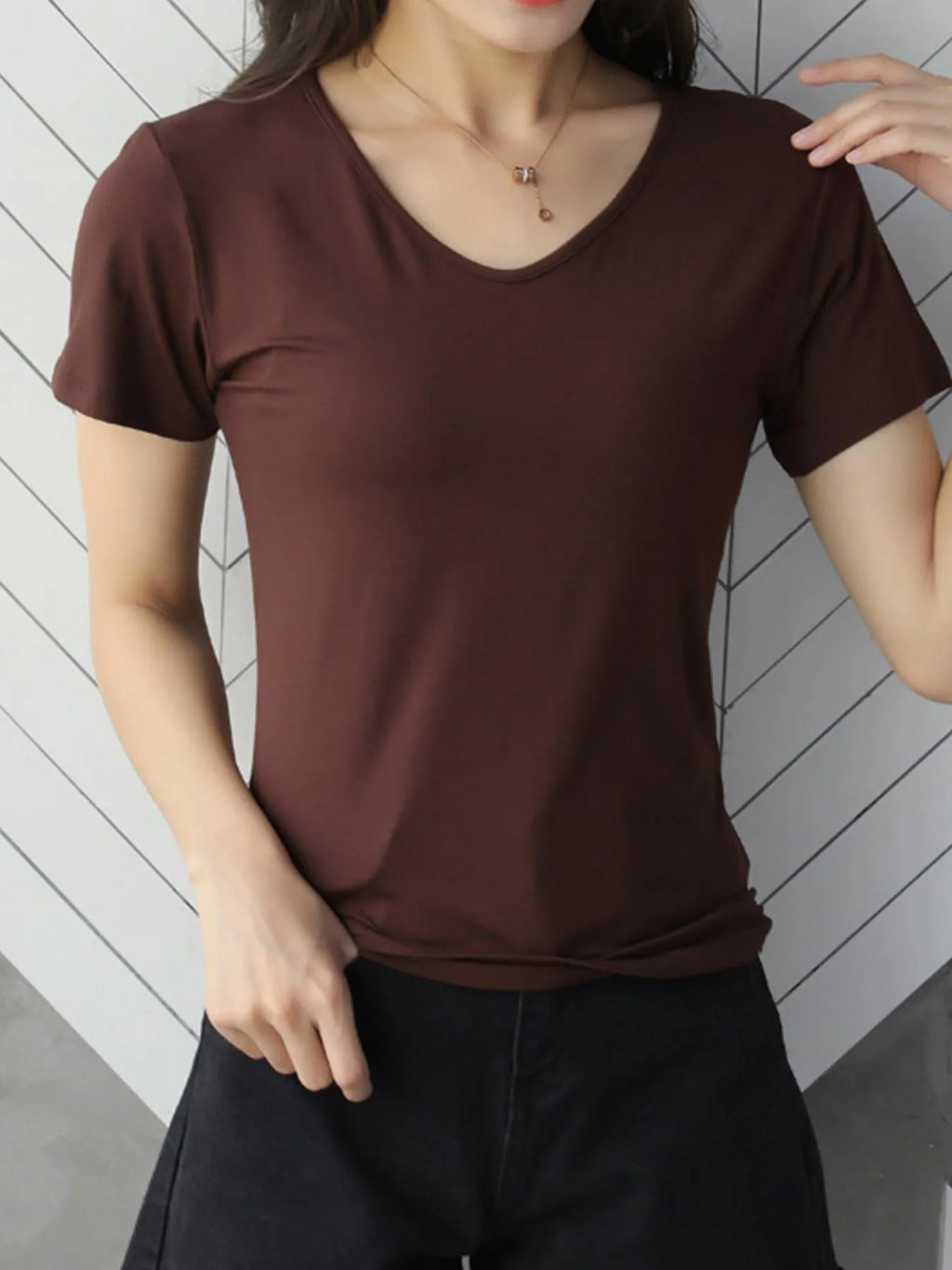 V-Neck Short Sleeve T-Shirt - Blushé Belle