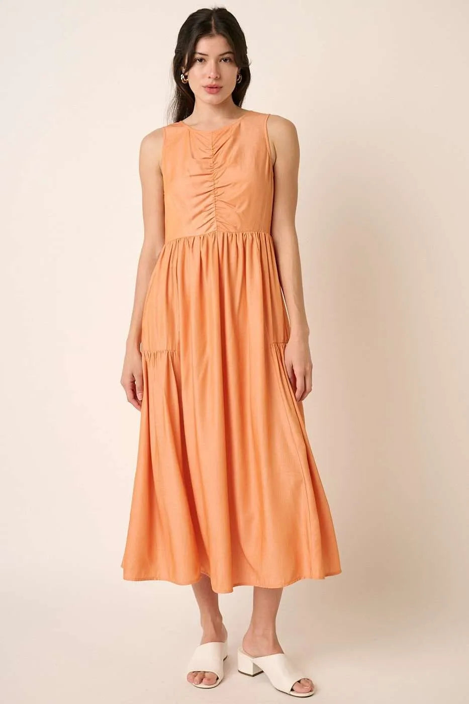 Mittoshop Ruched Detail Sleeveless Midi Dress - Blushé Belle