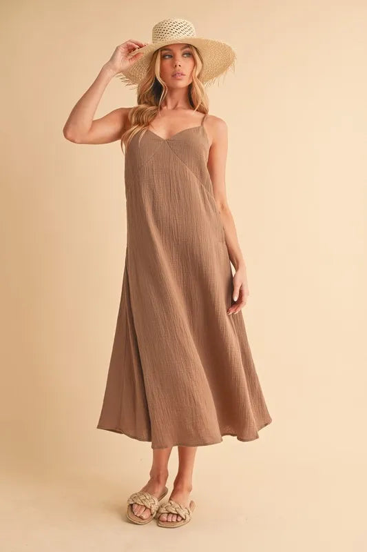 Aemi+Co Side Button Midi Cami Dress - Blushé Belle