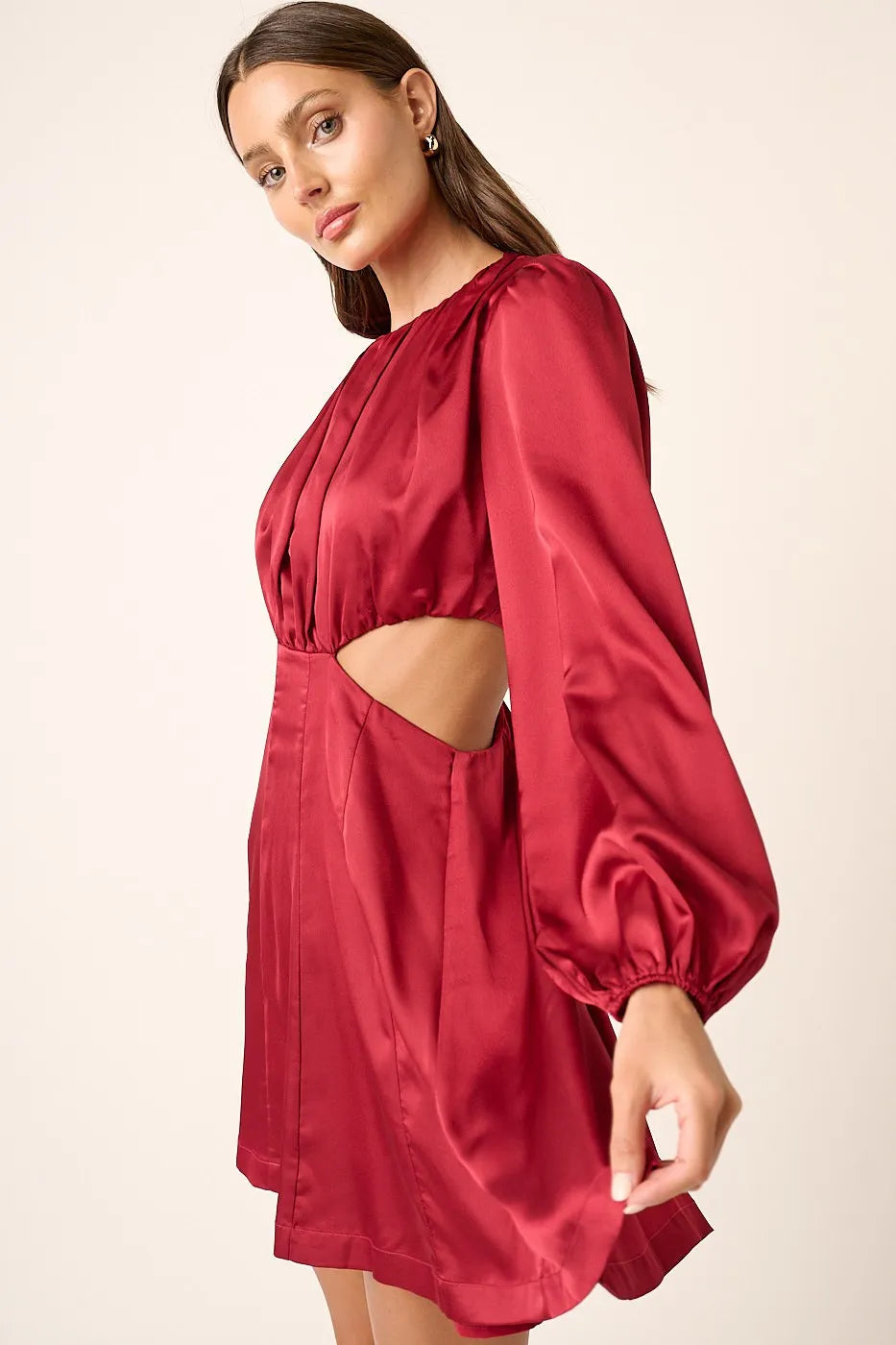 Mittoshop Satin Side Cutout Detail Mini Dress - Blushé Belle