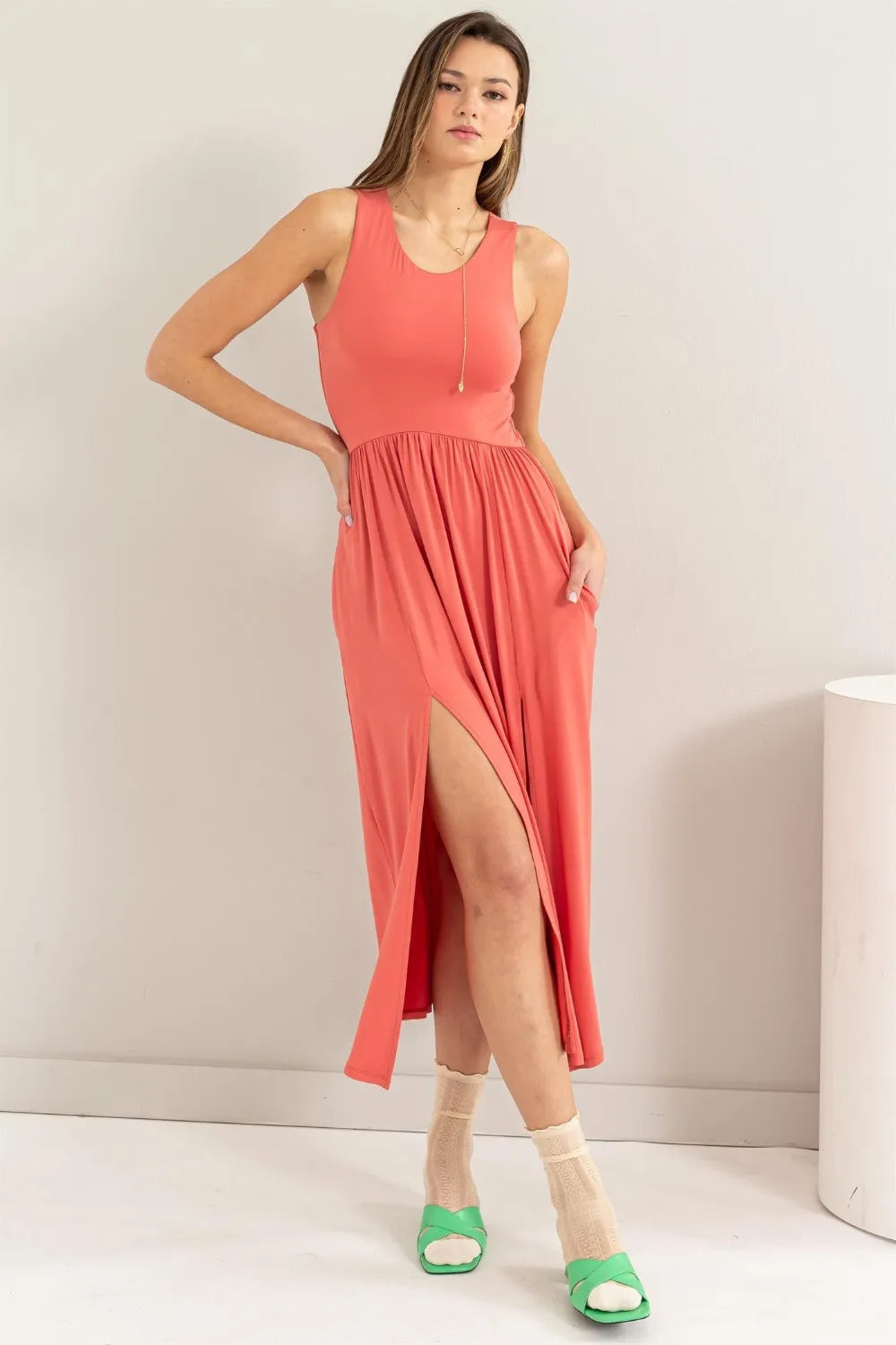 HYFVE Sleeveless Slit Midi Dress - Blushé Belle