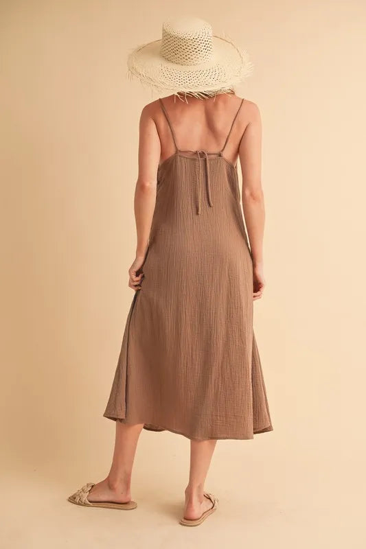 Aemi+Co Side Button Midi Cami Dress - Blushé Belle