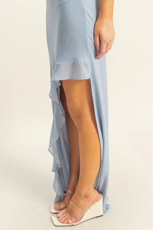 HYFVE Chiffon Ruffle Trim Midi Dress - Blushé Belle