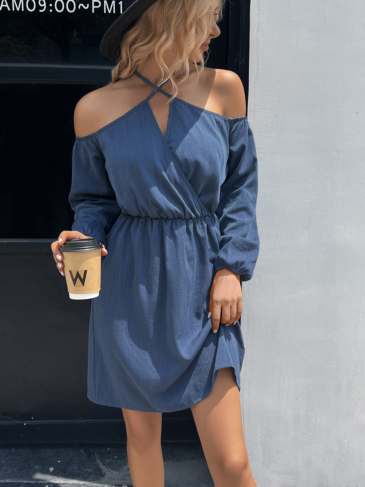 Ivy Lane Cold-Shoulder Crisscross Mini Dress - Blushé Belle